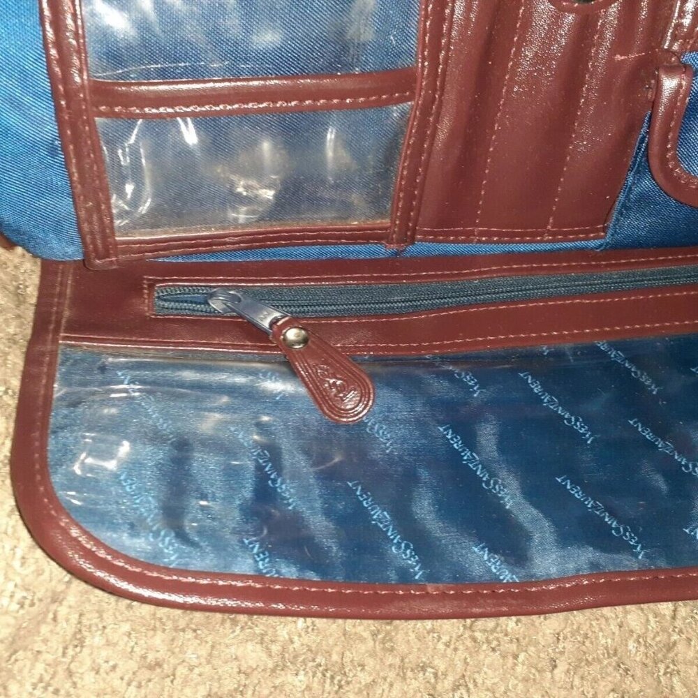 Vintage YVES SAINT LAURENT Travel Bag/Organizer-Men-Blue/Brown-Excellent - Picture 9 of 11